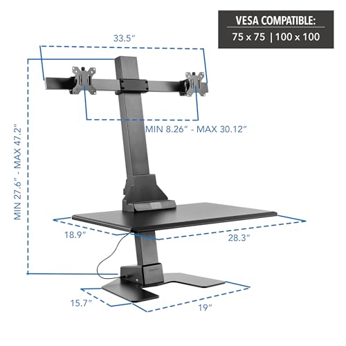 Mount-It! Electric Standing Desk Converter - Motorized Sit-Stand Desk Riser with Monitor Mount, 32" V46023
