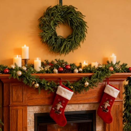 Soft Touch Green Norfolk Pine Christmas Wreath for Front Door E810109