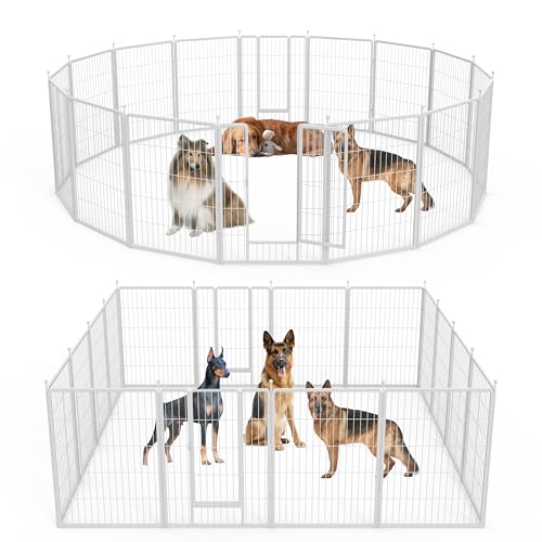 HealSmart Dog Playpen Indoor 32" Height 8 Panels for Small/Medium Dogs, Black J454