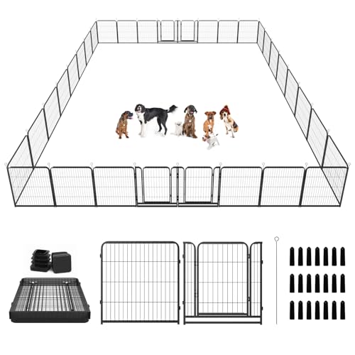 Dog Playpen Outdoor Extra Wide 12 Panels Heavy Duty 40" Height with Doors Portable G77703