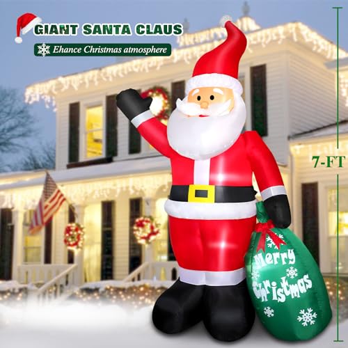 7 FT Christmas Inflatable Santa Claus with LED Lights Indoor Outdoor Decoration M468