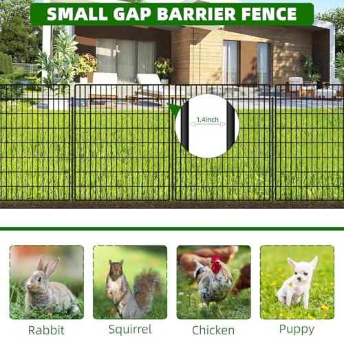 10 Panels Garden Fencing Animal Barrier, 33in x 24ft Rustproof Dog Fence W482439