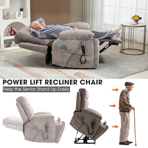 Power Lift Chair Recliner with Massage and Heat for Adults, Dual Motor H2507