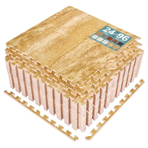 Sorbus Wood Grain EVA Interlocking Floor Mats with Borders J287