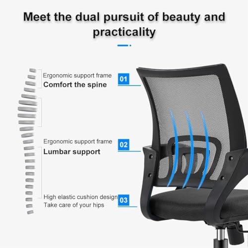 Home Office Desk Chair Ergonomic Adjustable with Lumbar Support Blue I4729