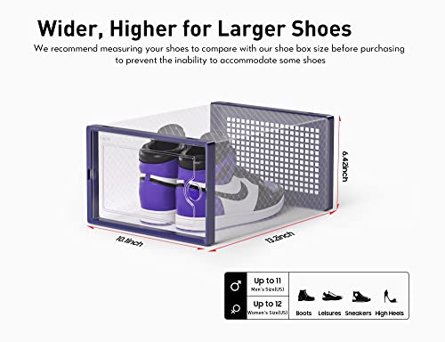 Kuject X-Large Clear Plastic Stackable Shoe Storage Boxes, 12 Pack, Blue Y142131