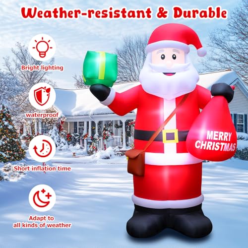 14 FT Christmas Inflatables Santa Claus Outdoor Decoration with LED Lights T4407