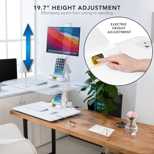 Mount-It! Electric Standing Desk Converter - Motorized Sit-Stand Desk Riser with Monitor Mount, 32" V46023