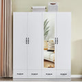 4-Door Wooden Gray Armoire Wardrobe Closet with 3 Drawers for Bedroom Storage Wardrobe Closet Wood with Hanging Rod with Large Storage Wardrobe with Drawers 63" L x 20.3" W x 72" H