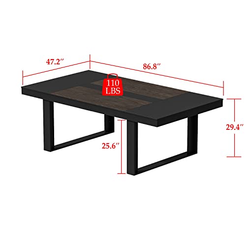 FAMAPY 7.2FT Conference Table, Black Metal Frame, Rectangular Office Table, Deep Walnut E669