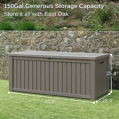 EAST OAK 60 Gallon Waterproof Outdoor Storage Box, Grey A4870