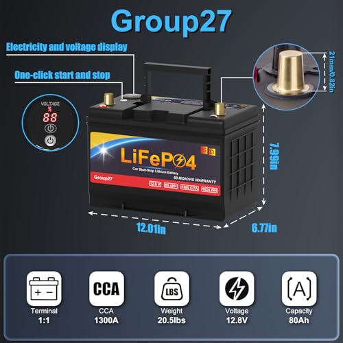 Lithium Car Battery 12.8V 576WH Group 47 LiFePO4 Starter Battery K16750