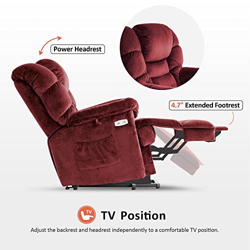 MCombo Triple Motor Power Lift Recliner Chair Sofa with Adjustable Headrest, Fabric, Brown T835565