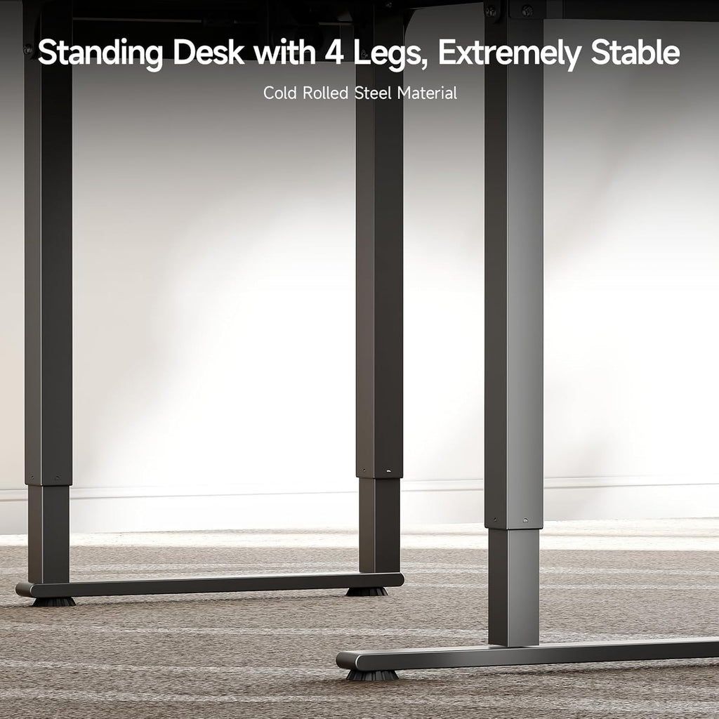 L Shaped Standing Desk 63x43 Inches with Dual Motor Memory Controller, Black Q887678