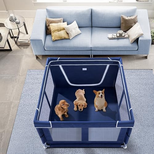 Puppy Playpen Indoor for Small Pets, 42x42x25 Inch with Gate U1971