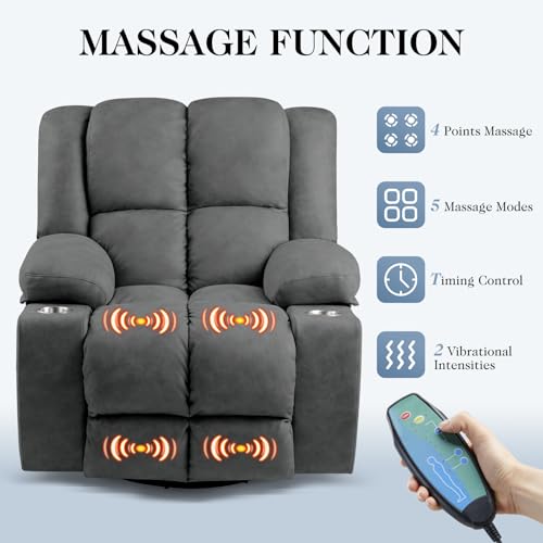 Oversized Power Lift Recliner Chair for Elderly with Massage, Dark Grey U371