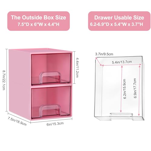 Vtopmart 4 Pack Clear Stackable Storage Drawers for Bathroom Makeup Organizer D5159