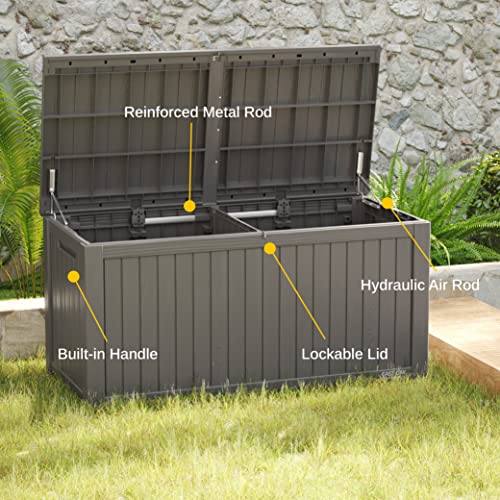 EAST OAK 60 Gallon Waterproof Outdoor Storage Box, Grey A4870