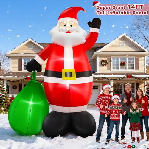 14 Ft Giant Christmas Inflatable Santa Claus with Gift Bag Outdoor Decor P199