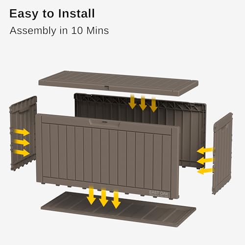 EAST OAK 60 Gallon Waterproof Outdoor Storage Box, Grey A4870