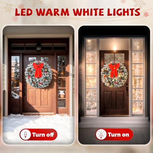 VINGLI 48 Inch Pre-lit Artificial Christmas Wreath with 150 LED Lights T885