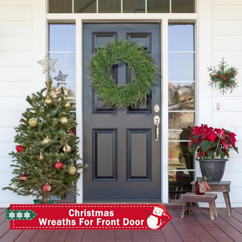 26 Inch Christmas Wreath with Red Berry Artificial Pine Cedar Front Door Decor D349135