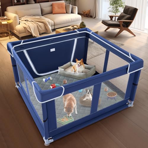 42x42x25.6 Inches Puppy Playpen with Gate for Small Dogs Indoor & Outdoor G192