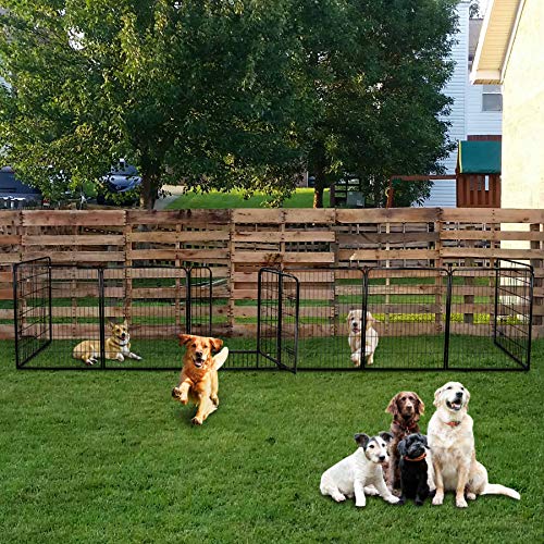 LEMY 16 Panels 32 in Metal Pet Playpen with Door, Black N86004