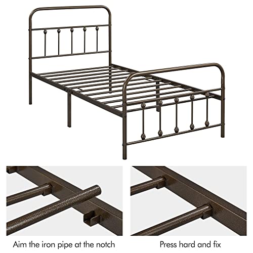 Yaheetech Classic Metal Platform Bed Frame with Victorian Headboard, Full Size Black T81083