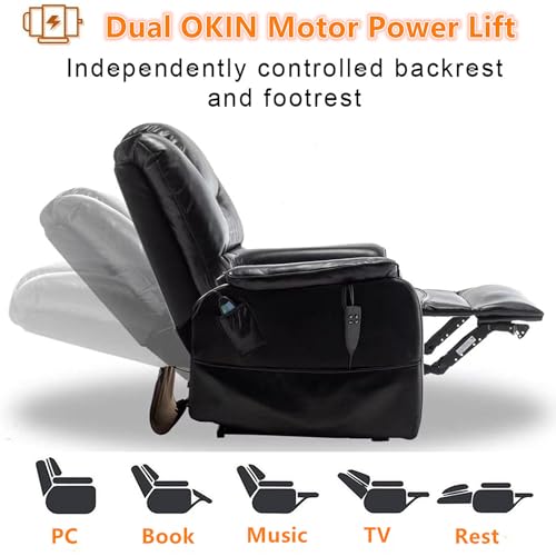 Lift Chair Recliner with Massage and Heat, Heavy Duty for Seniors, Brown V12888