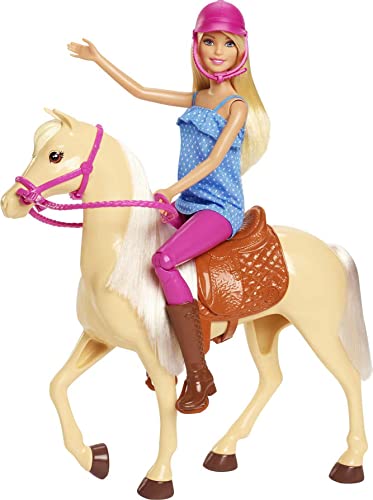 Barbie Doll & Toy Horse Set with Riding Outfit and Saddle S31325