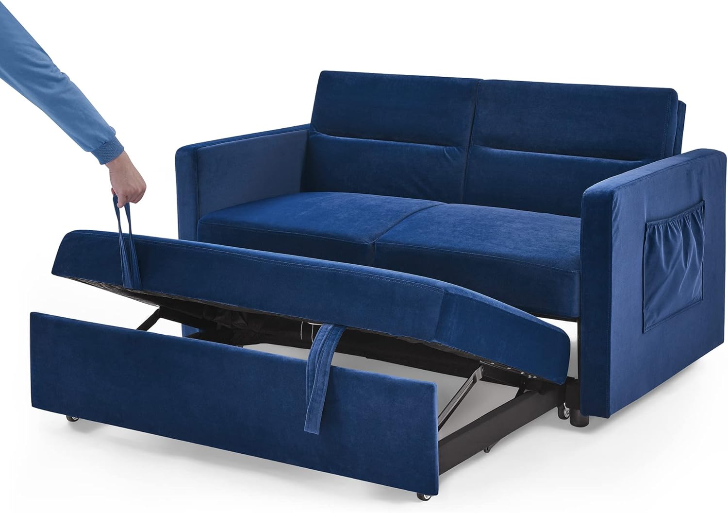 3-in-1 Convertible Sofa Bed with Adjustable Backrest, Blue 54.5" B650380
