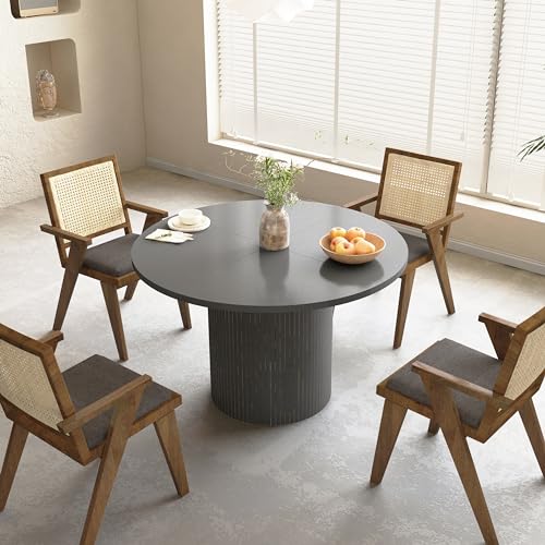 47 inch Round Dining Table with Storage Shelf (Walnut) N502088