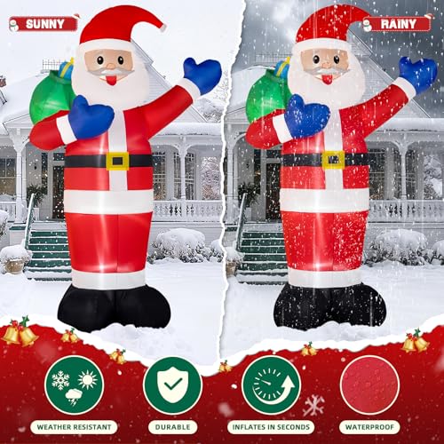 B&D 12FT Giant Christmas Inflatables Snowman Outdoor Decorations with Rotating LED Lights B36000