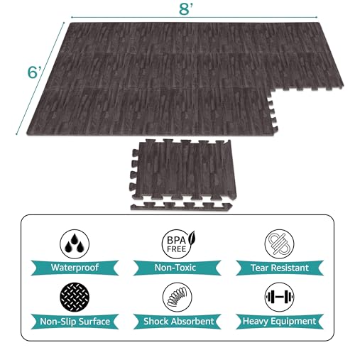 Sorbus Wood Grain EVA Interlocking Floor Mats with Borders J287