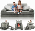 Modular Kids Play Couch - 15 Pieces Buildable Plush Play Couch Panels with Ball Pit Square, Backrests - Kids Sofa Couch Furniture for Ages 5-12, Kids Couch for Playroom, Bedroom, Classroom