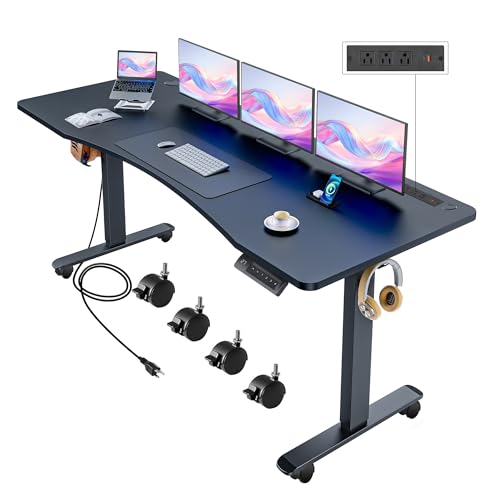 Electric Standing Desk with Charging Station, Oak W842676