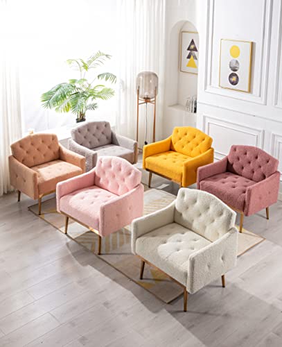 SSLine Velvet Accent Chair with Golden Metal Legs, Rose Red M89596