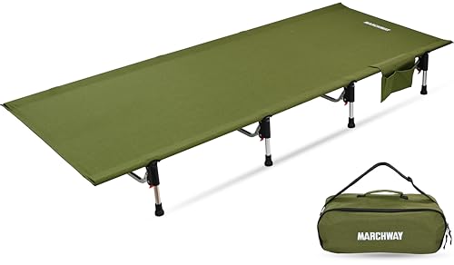 MARCHWAY Lightweight Folding Tent Camping Cot Bed with Lever Lock, Portable, 330Lbs (Black) R945221