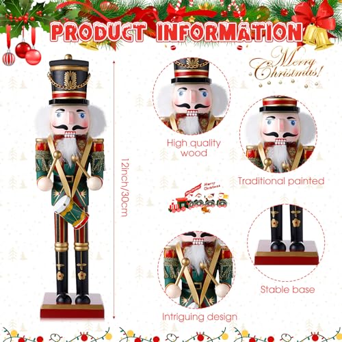 Huwena 2Pcs Christmas Nutcracker Soldier Wooden Figure Decor 12'' Z474