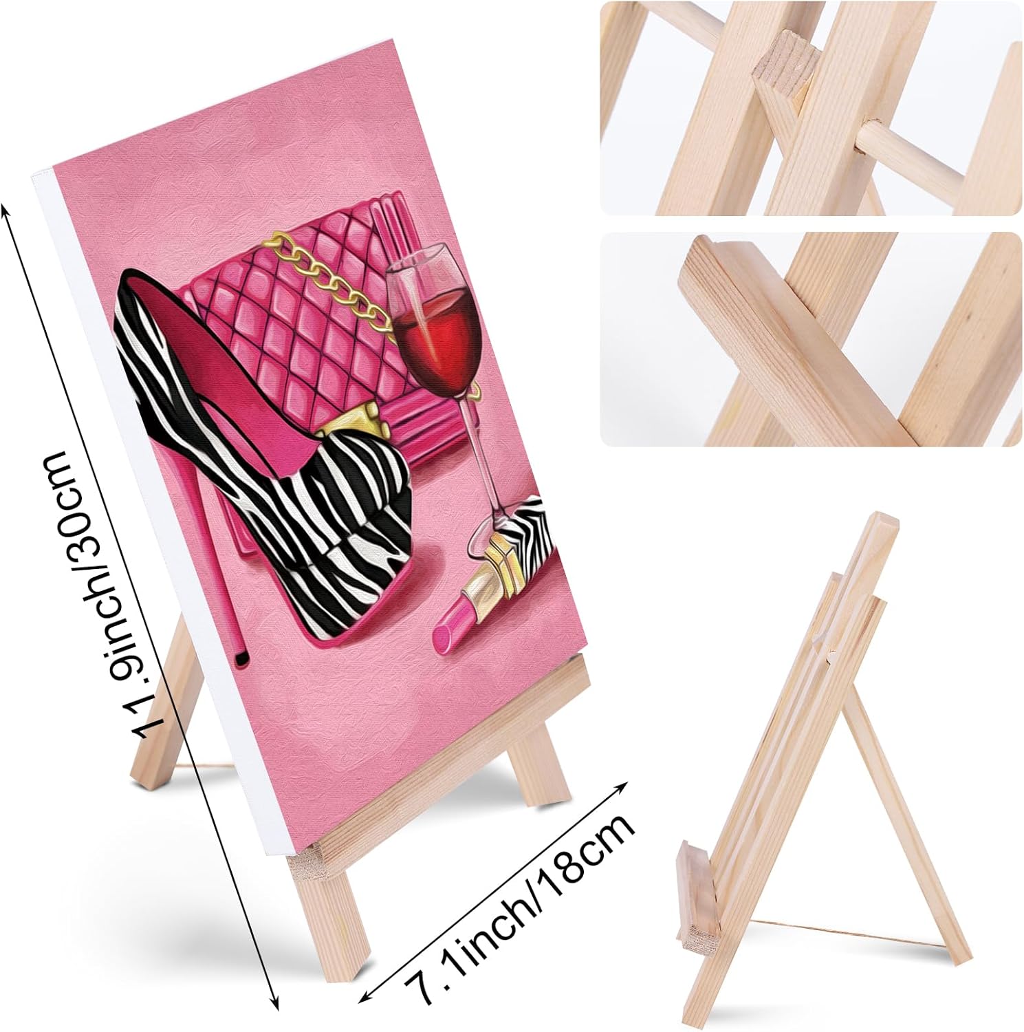 VOCHIC Paint and Sip Kit, Pre Drawn Canvas for Adults with Easel, 8 Acrylic Colors J9363