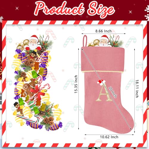 20 Inches Initial Monogram Blue Velvet Christmas Stocking with Gold Trim U394