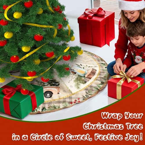 Christmas Tree Skirt 36 Inch with Snowman Reindeer Santa Snowflake L183244