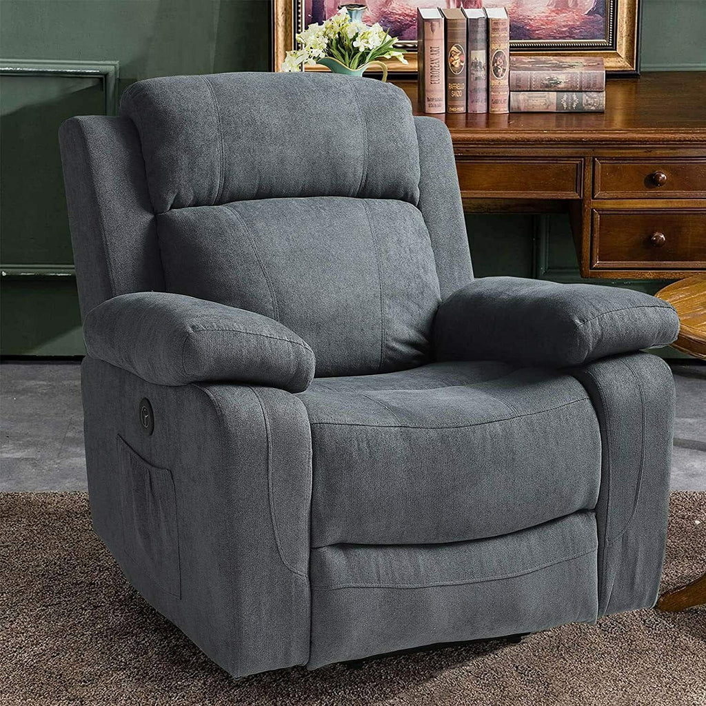 Grey Linen Electric Power Lift Massage Recliner Chair with Remote Control H47763