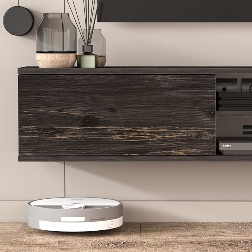 Atelier Mobili Floating TV Stand for 75 inch TV, Wall Mounted, Black Oak D599620