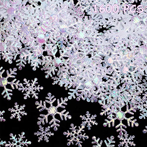 1600 Pieces 3 Size Snowflake Glitter Confetti for Christmas Party Table Decor P404201