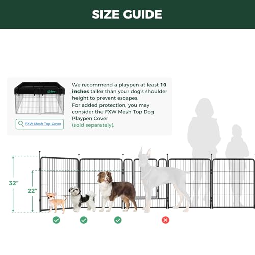 FXW Rollick Dog Playpen 32 Inch 16 Panels for Small and Medium Dogs E405995
