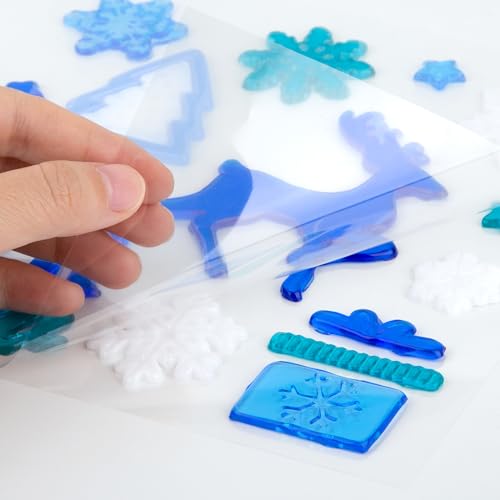 Christmas Window Clings Gel Snowflake Snowman 6-Piece Set F295752