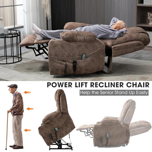 Power Lift Chair Recliner with Massage and Heat for Adults, Dual Motor H2507