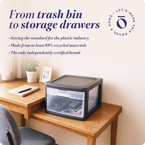 HOMZ 2-Pack 1-Drawer Storage Cart, Clear Plastic, White Frame Y898